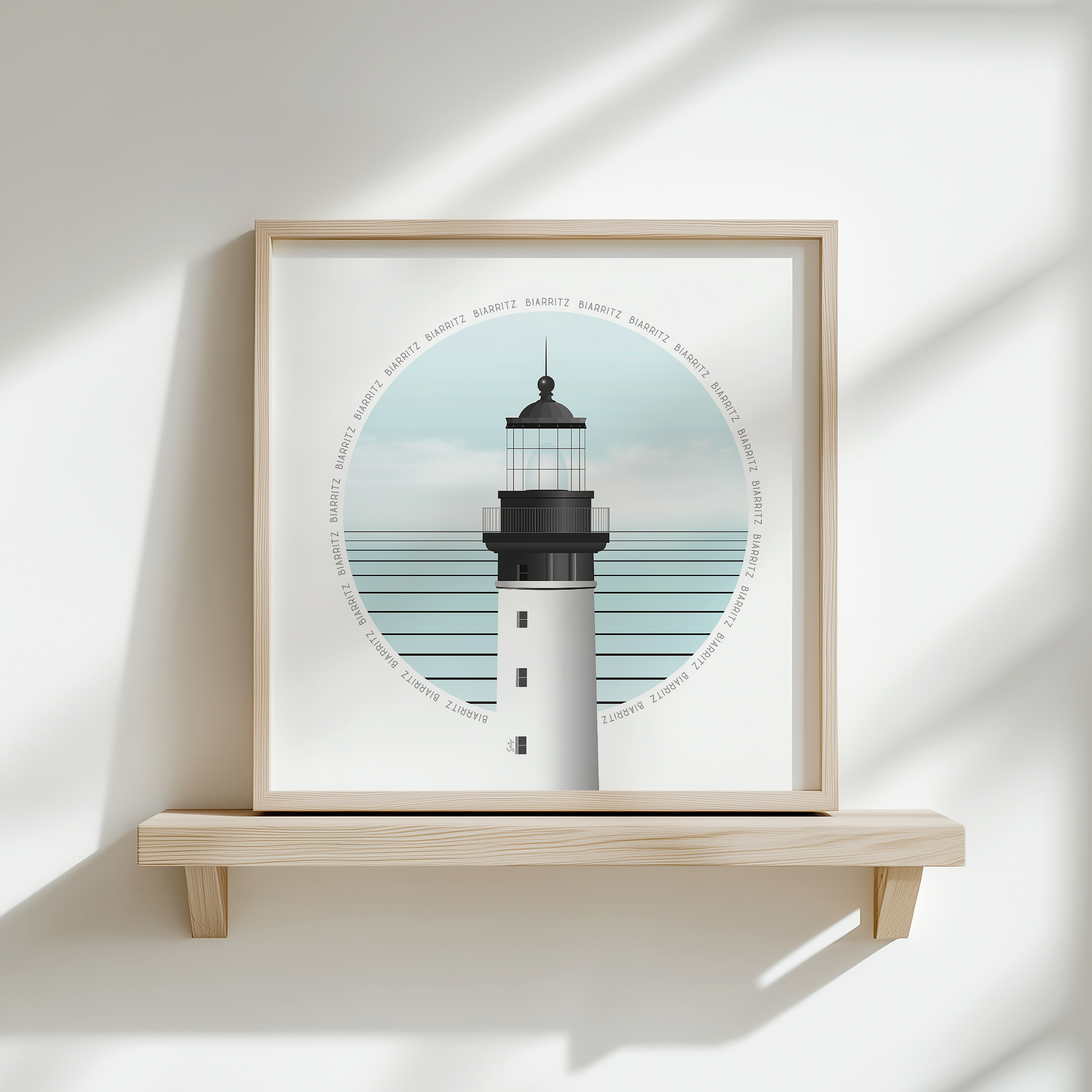 Cadre carré illustration Phare de Biarritz
