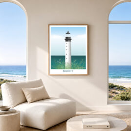 Poster affiche illustrée phare de biarritz