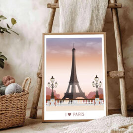Affiche illustrée I love Paris