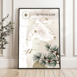 Affiche Carte du Bassin d'Arcachon
