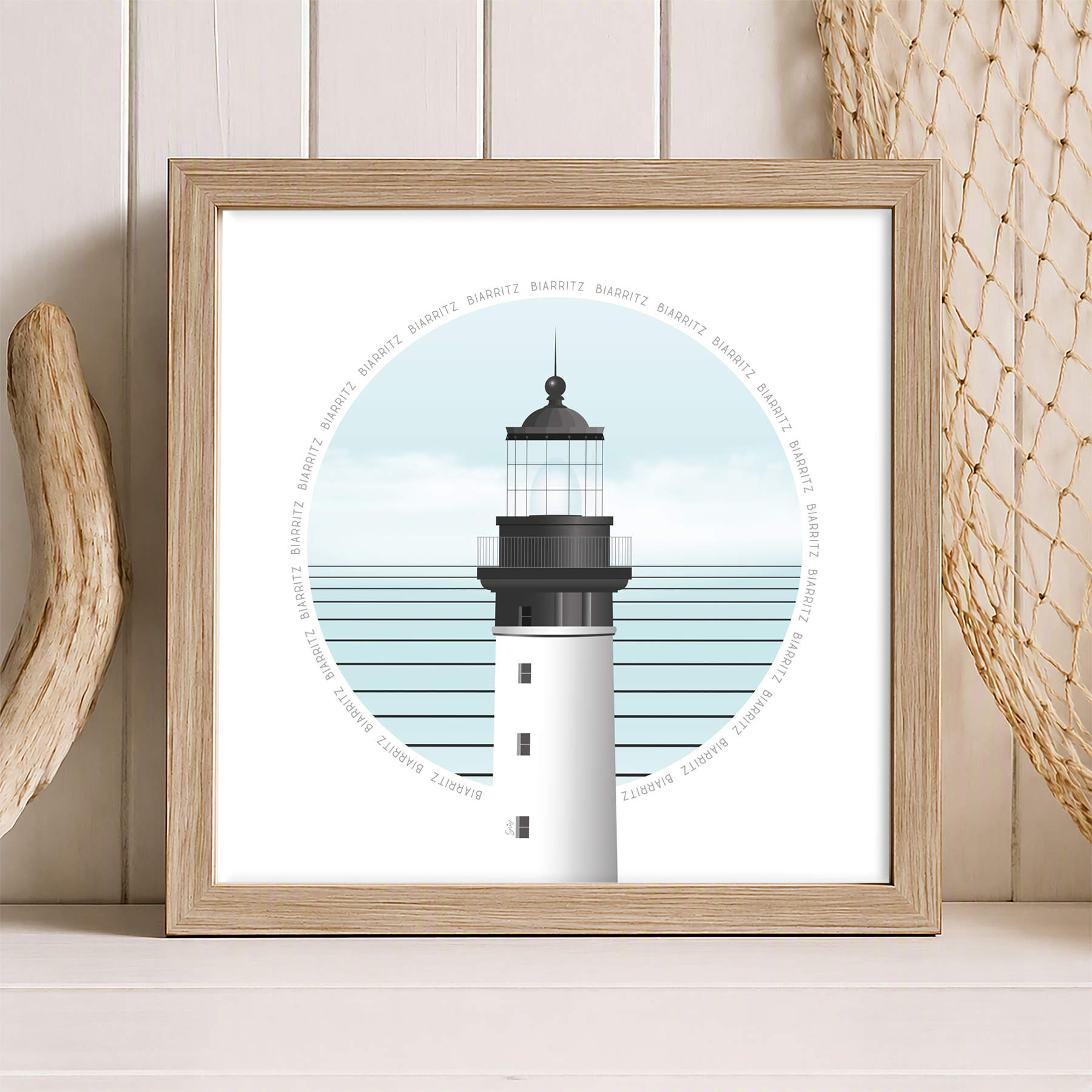 Illustration Phare de Biarritz format carré