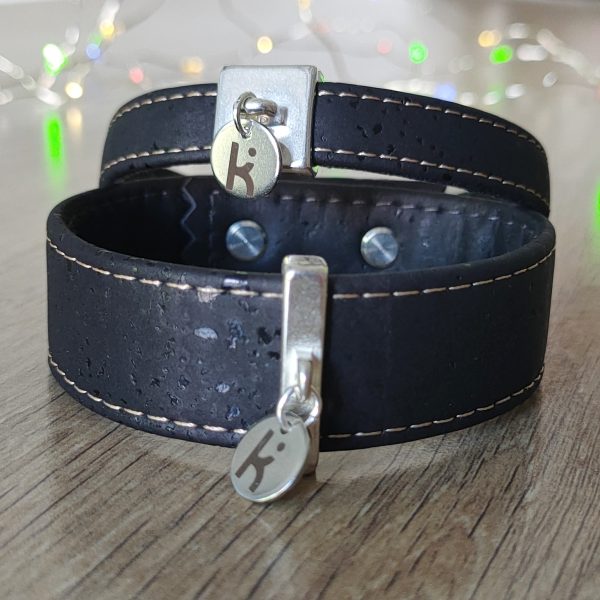 Bracelets vegan en liège noir