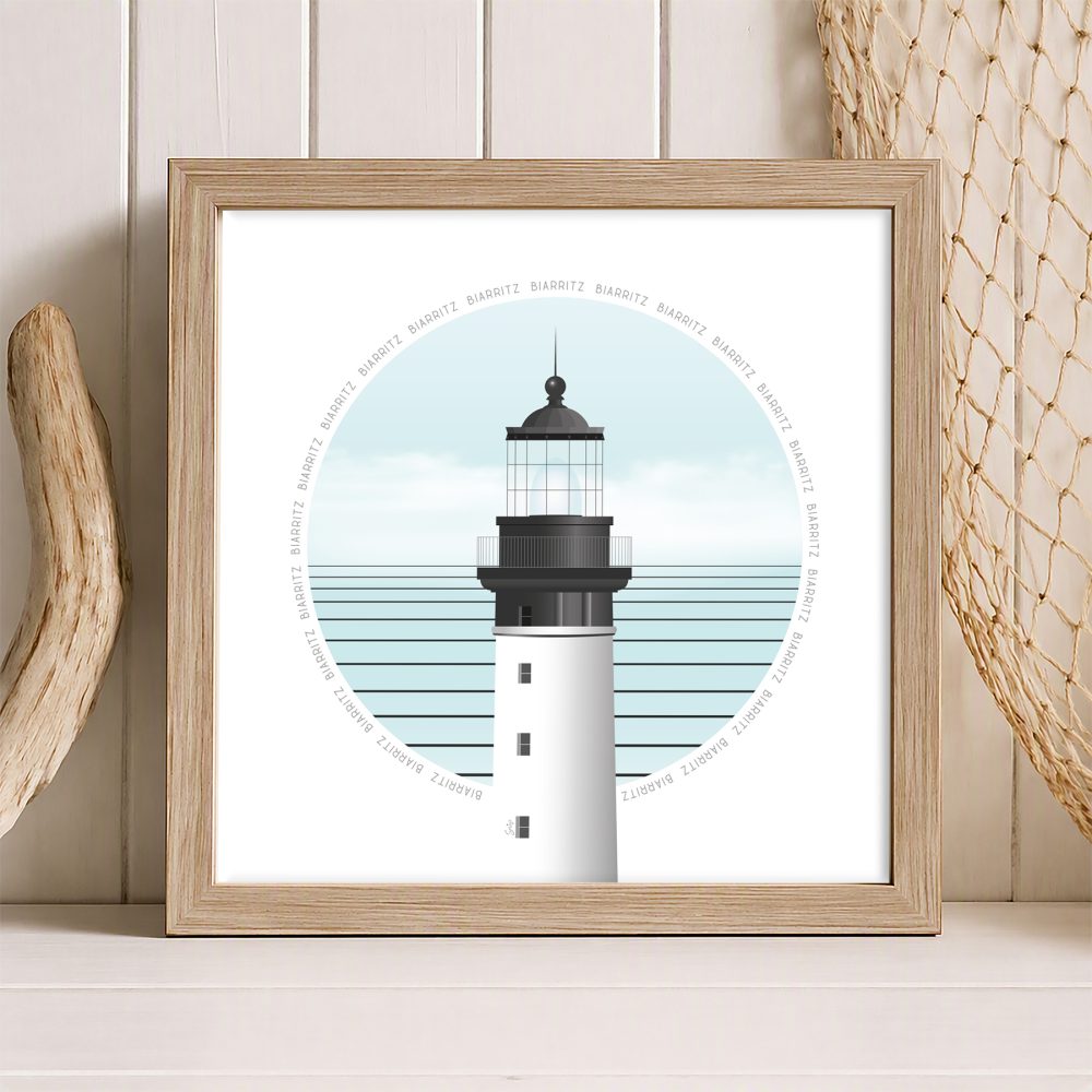 Cadre carré illustration Phare de Biarritz