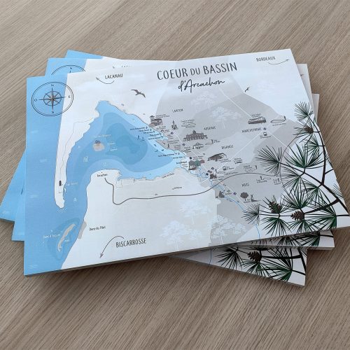 Sous-main carte Coeur du Bassin d'Arcachon